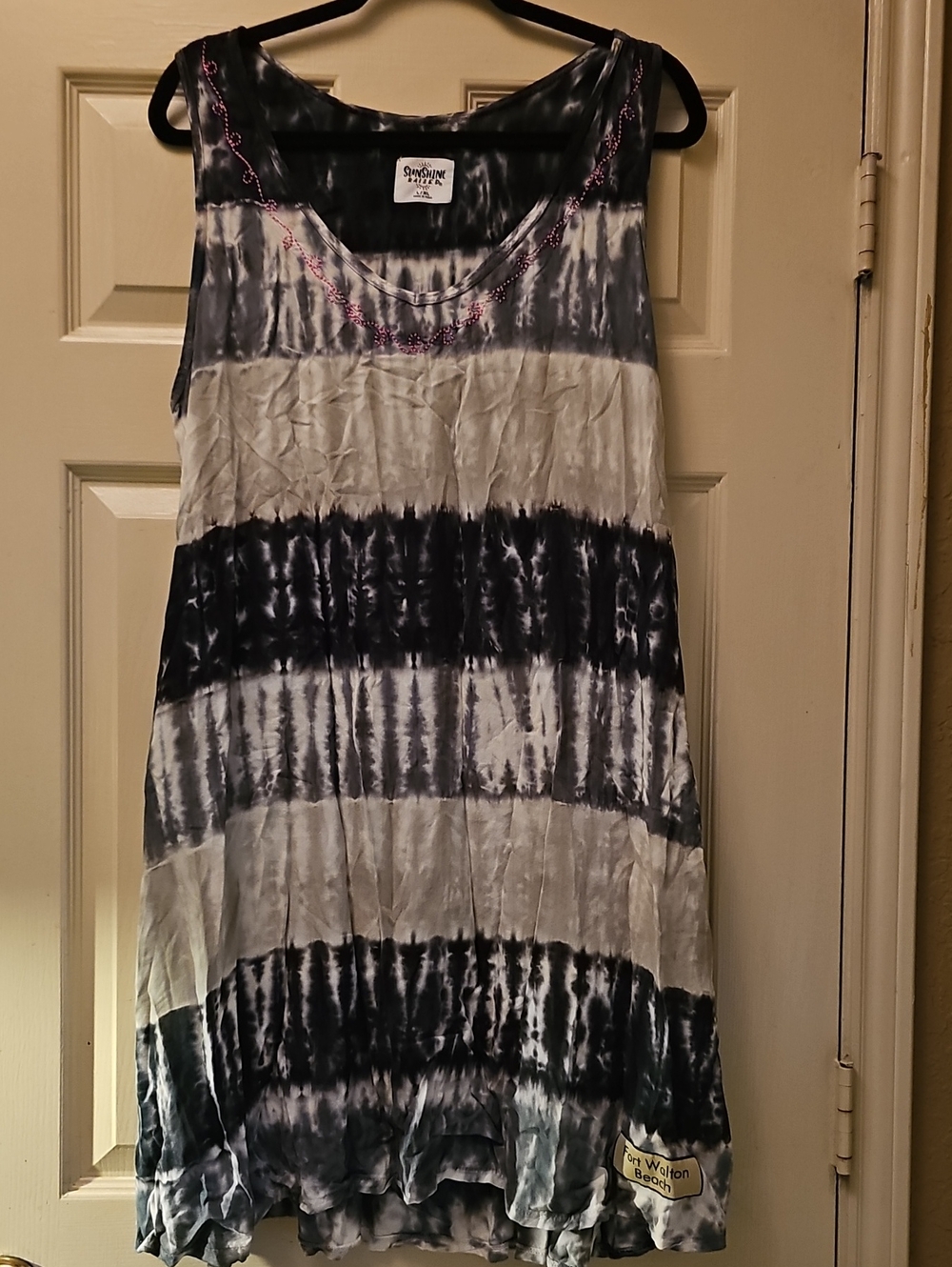 Womens' Tie-Dye Tank Dress - Black & White